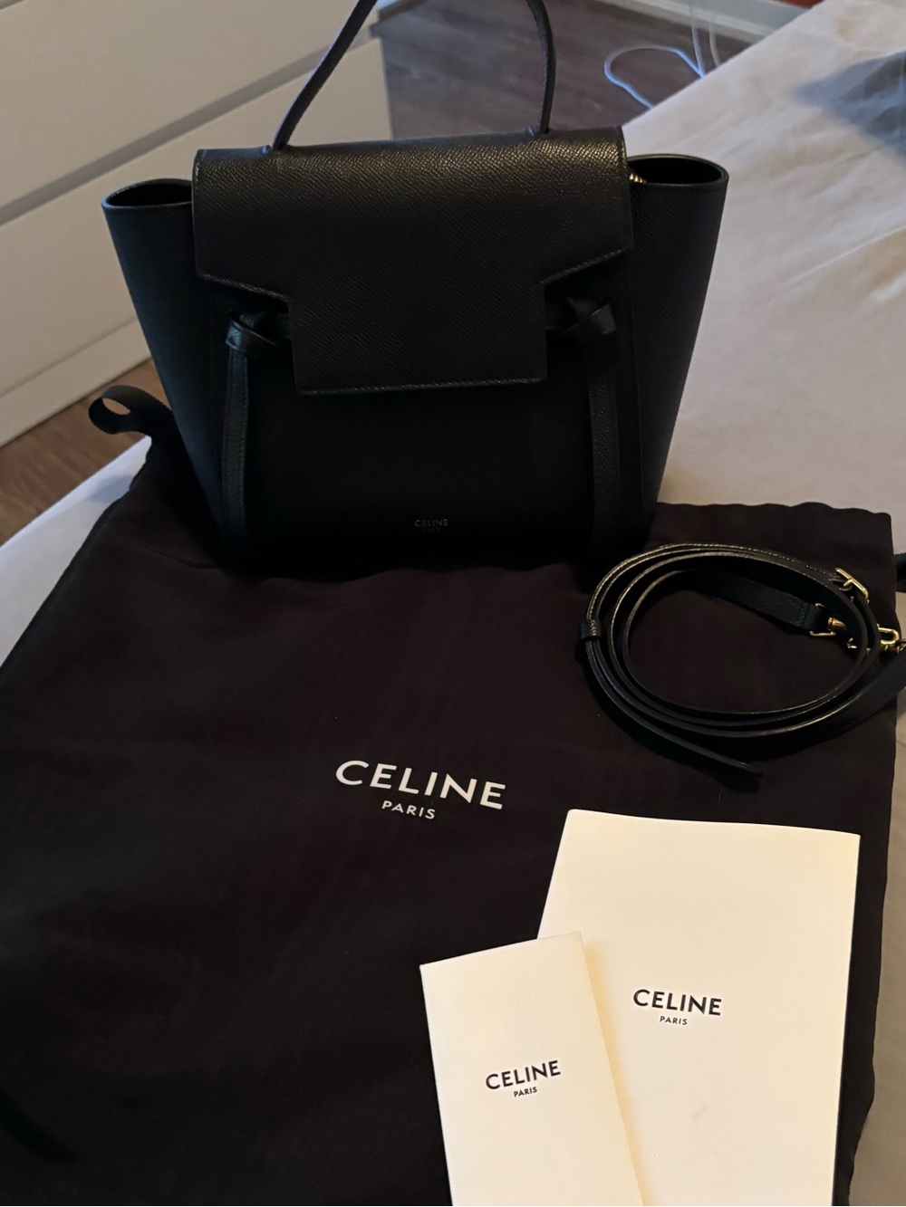 Celine Nano Belt Bag in grained calfskin